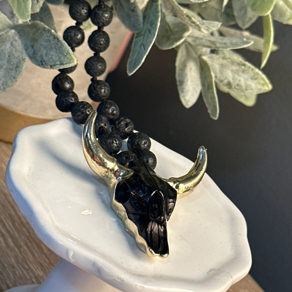 Bull Head Necklace. Western Longhorn Necklace